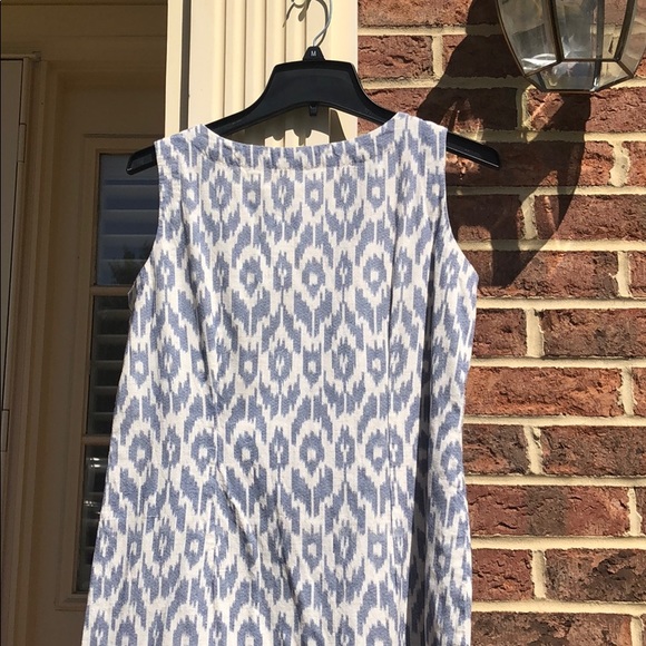 IKAT print Blue and White Cotton shift dress - Picture 4 of 4